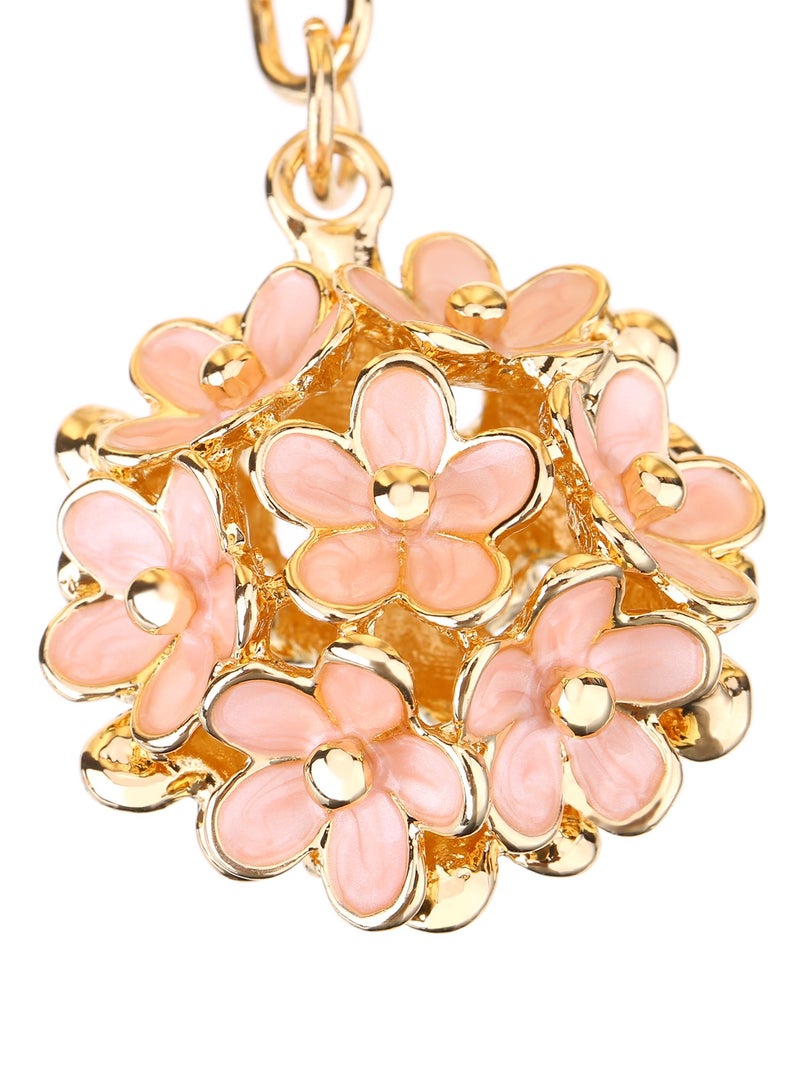 MTLEE Flower Ball Keychain and Sweet Love Heart Rose Crystal Key Chain for Women Pink Flower Girly Charm Keyring, 2 Pieces, Medium - Image 4